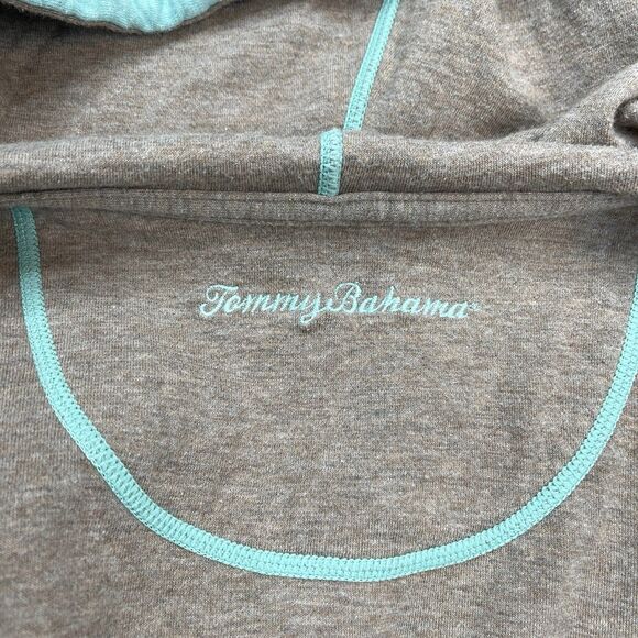 Tommy Bahama Reversible Hooded Sweatshirt Womens Medium Full Zip Mint Green Tan - Picture 5 of 7